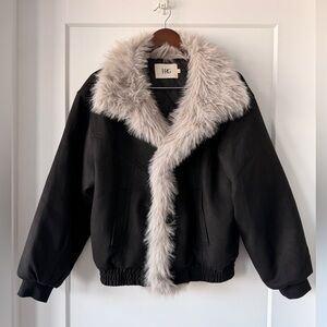 Black Jacket with Faux Fur Trim